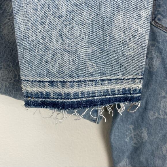 Baldwin Blue Denim Floral Harper Exposed Zipper Raw Hem Jeans NWT 30 - Picture 7 of 9